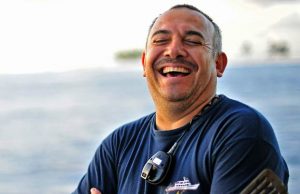 Chef Enrique enjoys a laugh onboard the Nautilus