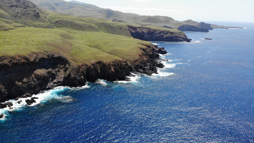 aerial view of an island shore of the revillagigedos archipelago