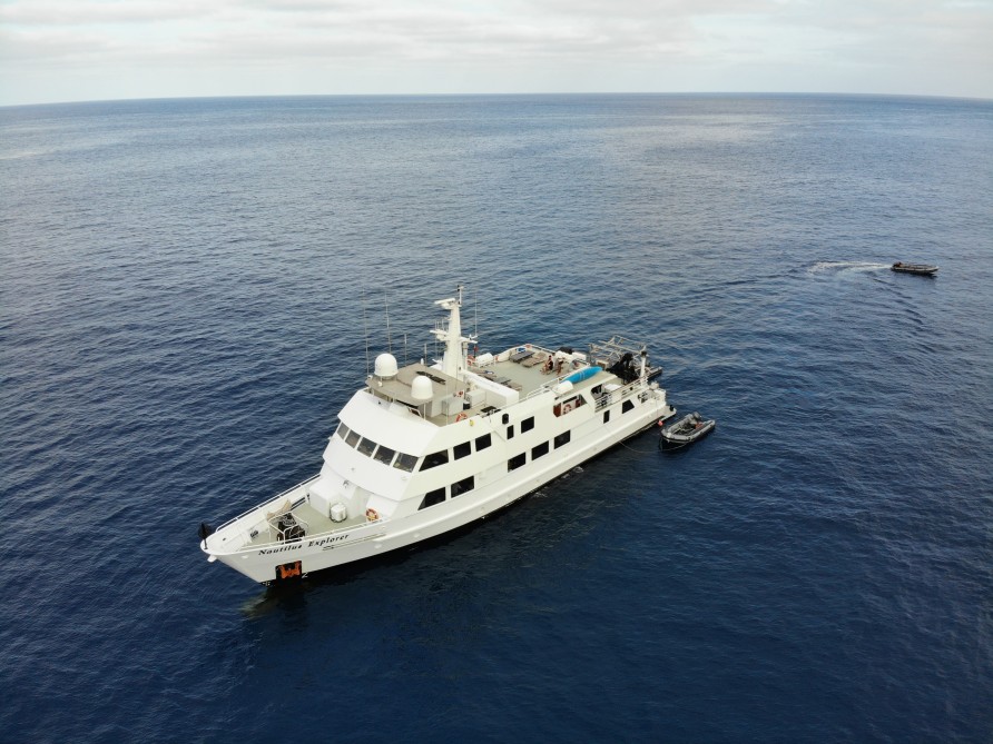 high aerial view of the nautilus explorer at calm seas