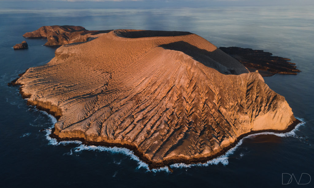 Aerial shot of one of Socorro, Mexico's four volcanic islands